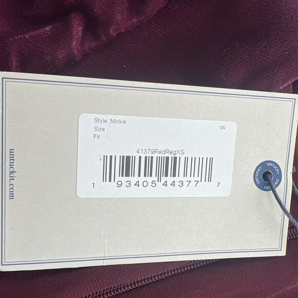 Untuckit Women's Size XL Belted Velvet Mickie Dress Button V Neck Burgundy - Picture 4 of 8